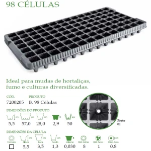 BANDEJA PLASTICA 98 CEL. PRETA