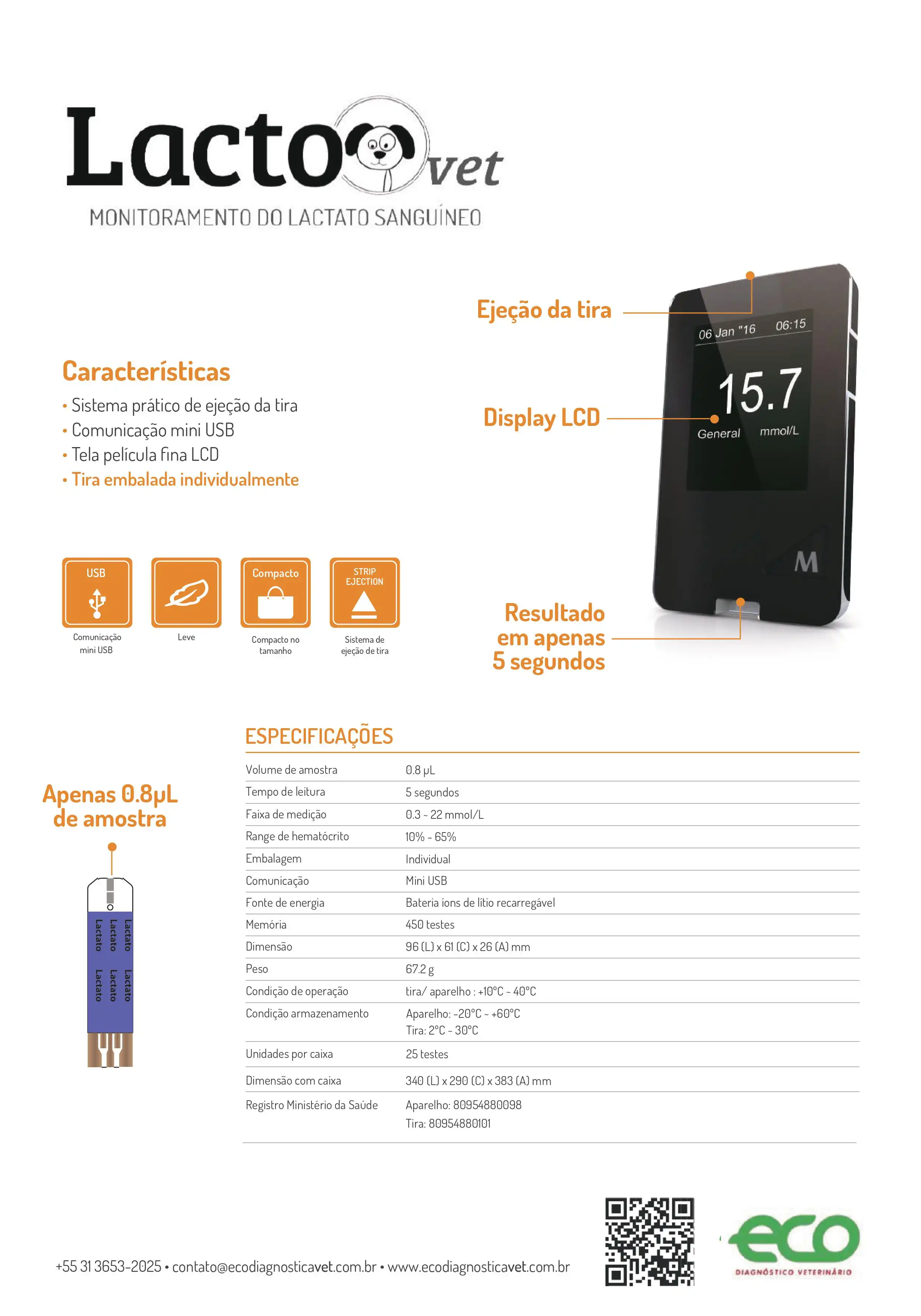 ANALISADOR LACTATO DETECT MODELO TD-4261