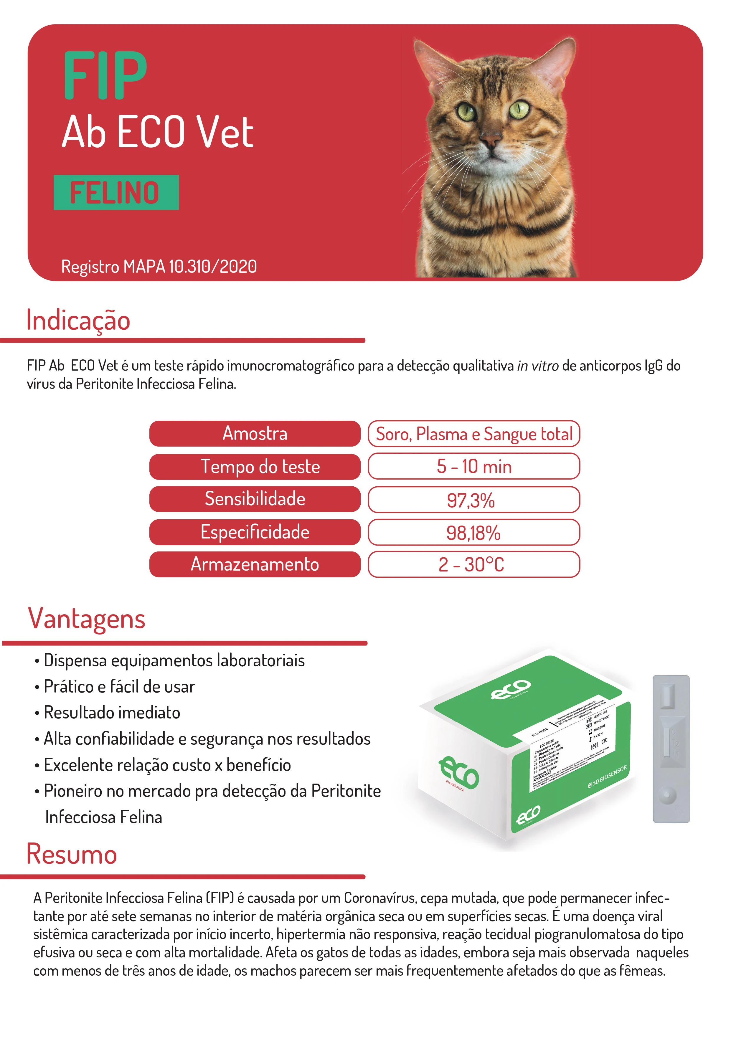 TESTE PERITONITE FIP AB ECO VET KIT C/ 05 (GATOS)