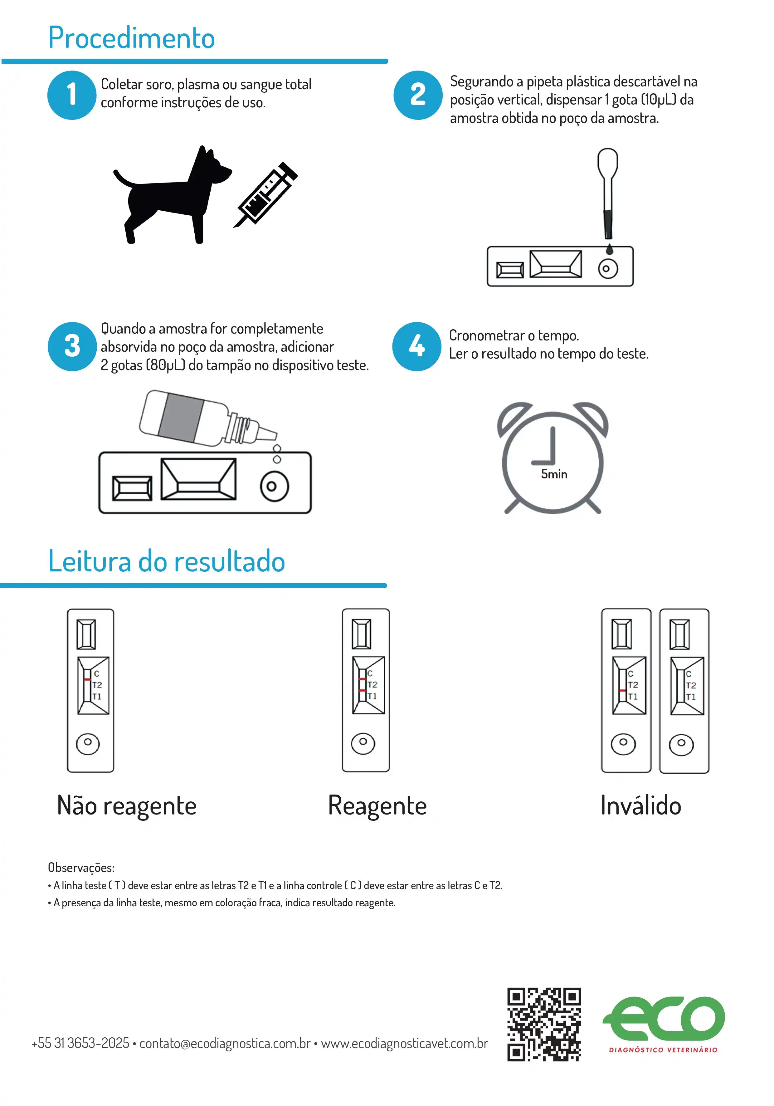 TESTE EHRLICHIA AB ECO VET KIT C/ 10 (CAES)